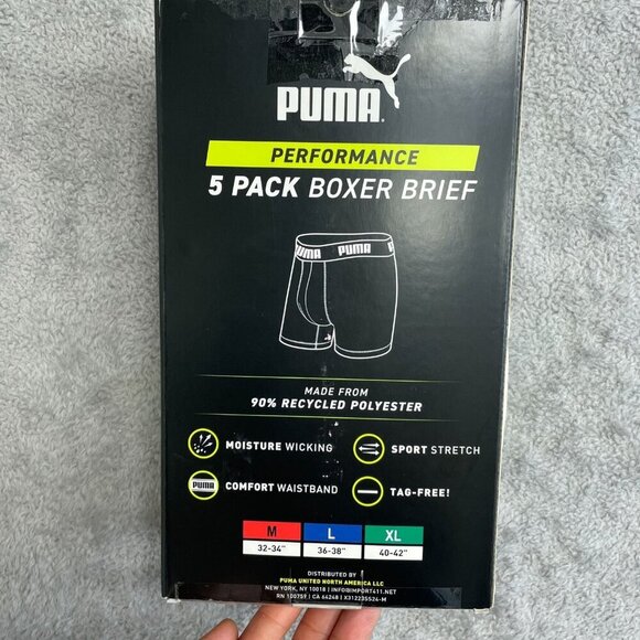 NEW Puma Sportluxe Men's L Performance Boxer Briefs 5-Pack Moisture - Picture 5 of 6